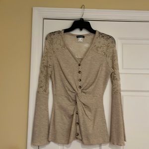 Long Sleeve Lace/Cotton Shirt